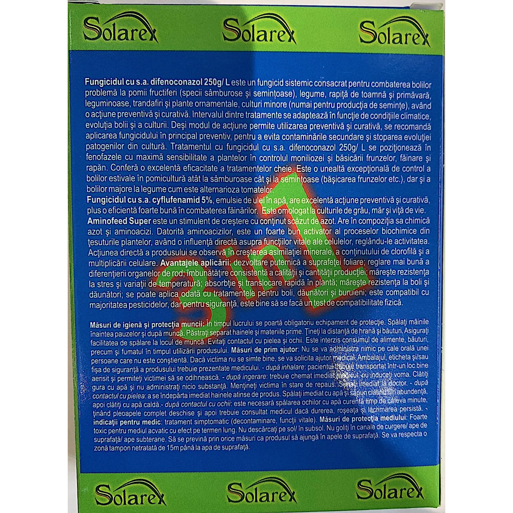 Pachet Evalia F Pentru 10L Apa, Solarex, Contine Fungicide (Cyflamid 5Ew+ Difcor) Si Ingrasamant Foliar (Aminofeed Super) Pentru Mar, Grau, Vita De Vie, Nap, Cicoare, Andive, Varza, Tomate, Leguminoase, Trandafiri)