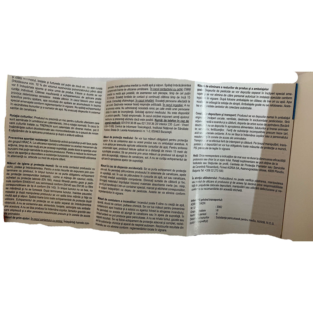 Trepach Ec 1L, Erbicid Sistemic Selectiv, Agria, Sfecla De Zahar (Buruieni Monocotiledonate Anuale, Pir Tarator), Floarea Soarelui Si Rapita (Buruieni Monocotiledonate Anuale Si Perene)