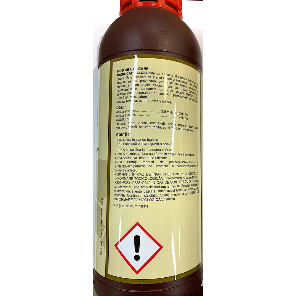 Microcat Calciu 1L Ingrasamant Foliar Pentru Carente De Calciu, Atlantica Agricola, Contine Calciu, Azot, Aminoacizi, Acizi Organici (Grau, Porumb, Rapita, Floarea Soarelui, Cartof, Soia, Mazare, Pomi Fructiferi, Gazon, Vita De Vie)