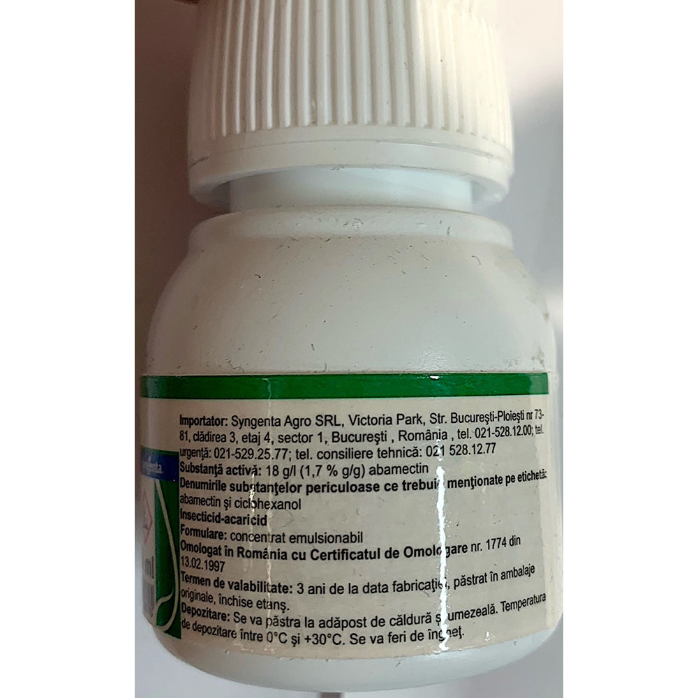Vertimec 1,8%Ec 20 Ml, Insecticid Acaricid Sistemic, Syngenta, Tripsi, Musca Miniera, Puricele Melifer In Culturile De Legume, Vita De Vie, Plante Ornamentale, Pomi Fructiferi