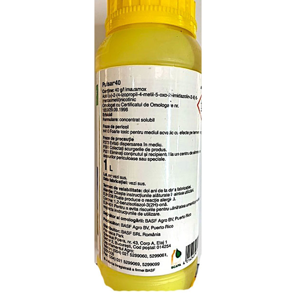 Pulsar 40 1L, Erbicid Selectiv Postemergent, Basf, Buruieni Dicotiledonate Anuale Si Monocotiledonate In Culturile De Floarea Soarelui, Mazare, Orez, Soia