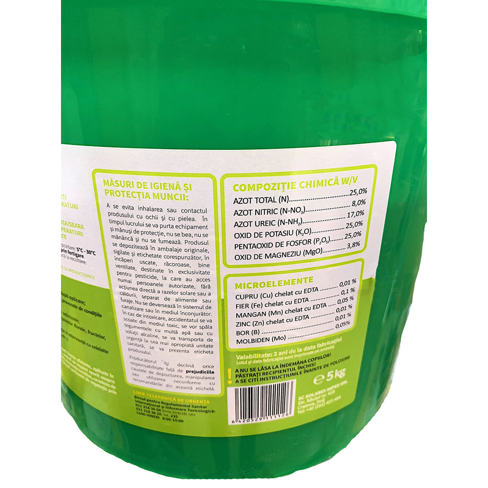 Geliasol 25-25-25+3,8Mgo 5 Kg, Ingrasamant/ Fertilizant Fertirigare, Npk Echilibrat+ Magneziu Si Microelemente, Solarex