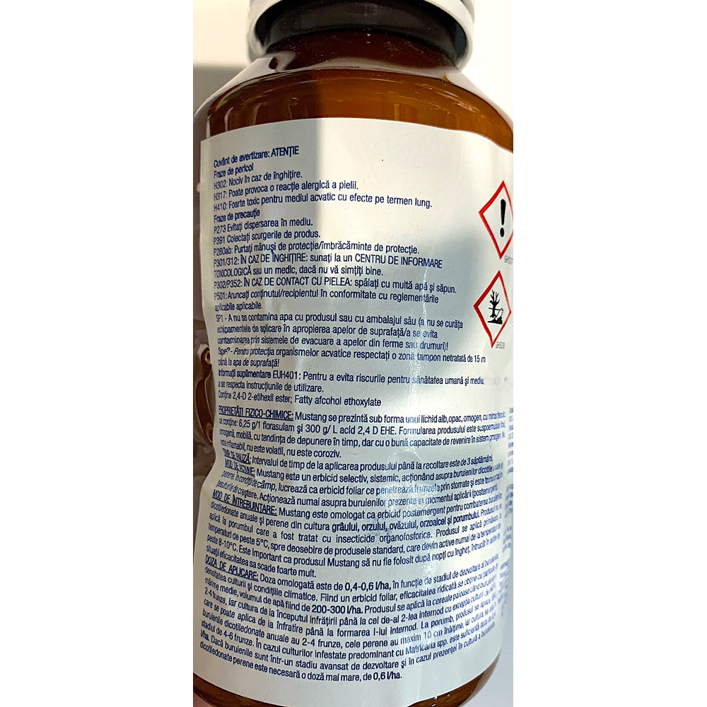 Mustang 500 Ml, Erbicid Sistemic Postemergent, Dowagrosciences, Combate Buruieni Cu Frunza Lata In Culturile De Cereale Paioase Si Porumb