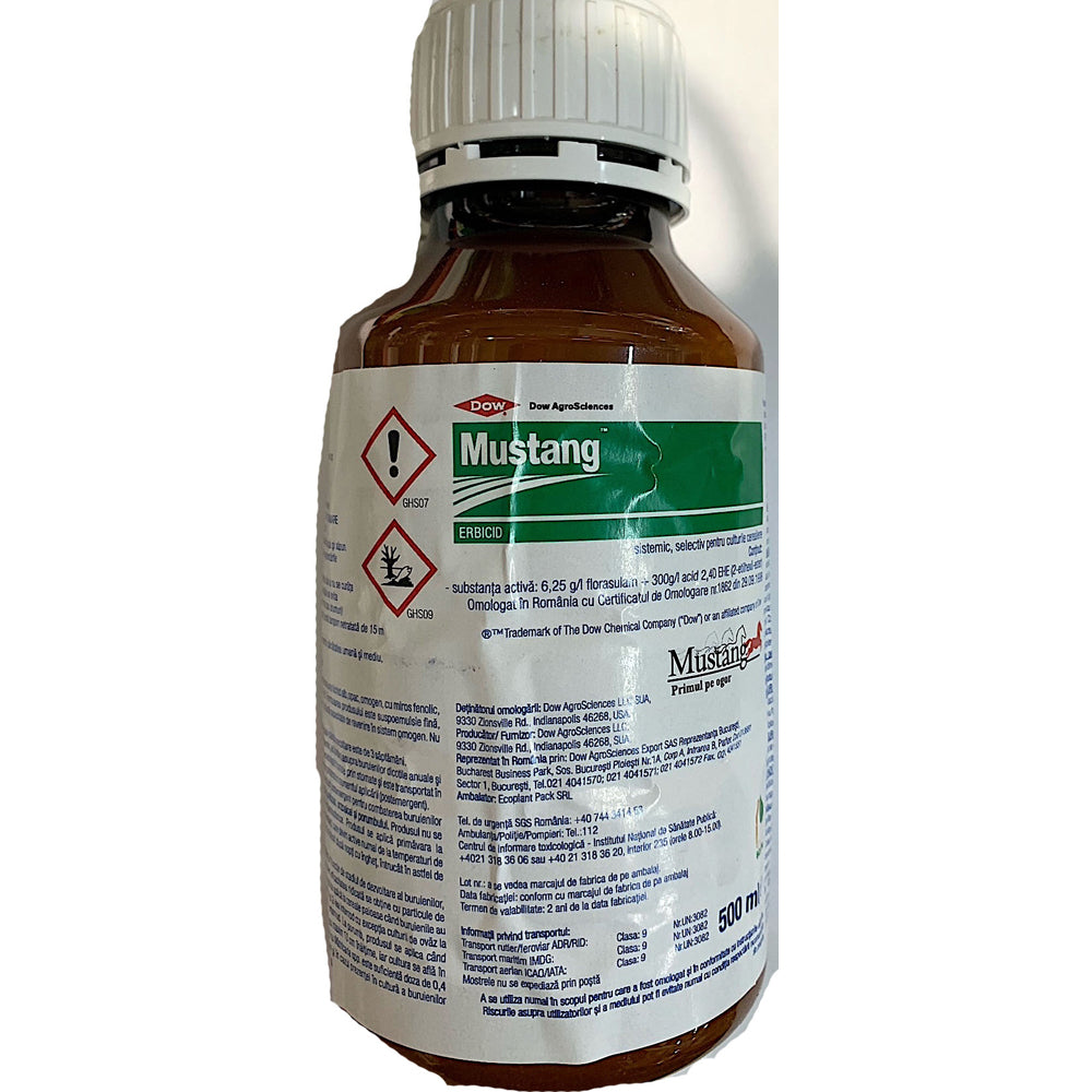 Mustang 500 Ml, Erbicid Sistemic Postemergent, Dowagrosciences, Combate Buruieni Cu Frunza Lata In Culturile De Cereale Paioase Si Porumb