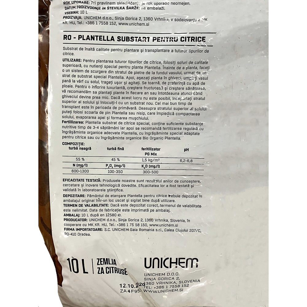 Turba Pentru Citrice 10 L, Plantella, Substrat Pentru Citrice