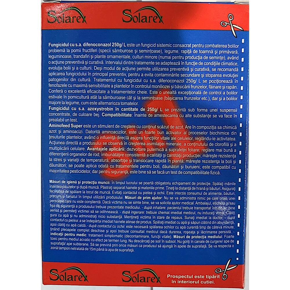 Pachet Evalia Legume Pt 10L Apa, Solarex, Contine Fungicid (Evalia+ Difcor) Si Ingrasamant Foliar (Aminofeed Super) Pentru Legume, Mar, Par, Gutui, Piersic, Cais, Prun, Leguminoase, Rapita, Arbori Ornamentali