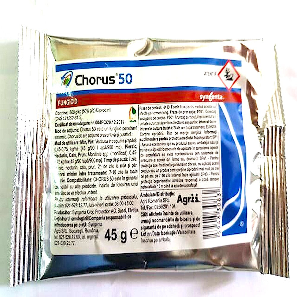 Chorus 50Wg 45 Gr, Fungicid Sistemic Syngenta (Mar, Par, Piersic, Nectarin, Cais, Prun)