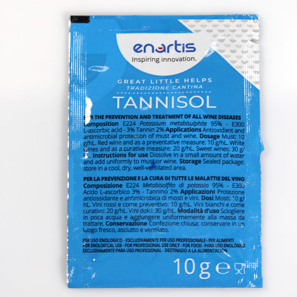 Tannisol Plic 10 Gr, Antioxidant Vin, Enartis (Pulbere Pentru Limpezire Vin Pe Baza De Metabisulfit De Potasiu, Acid Ascorbic, Tannin)