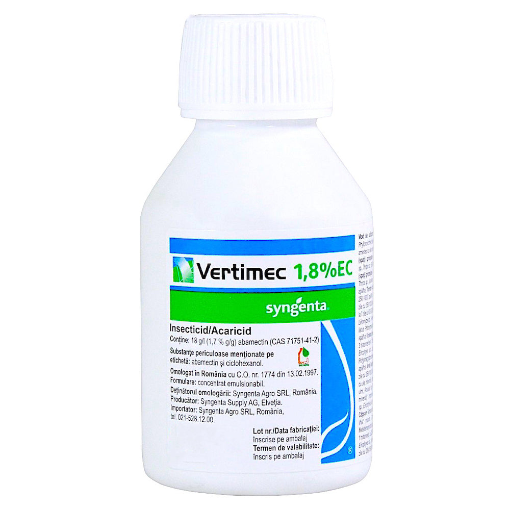 Vertimec 1,8%Ec 1L, Insecticid Acaricid Sistemic, Syngenta, Tripsi, Musca Miniera, Puricele Melifer In Culturile De Legume, Vita De Vie, Plante Ornamentale, Pomi Fructiferi