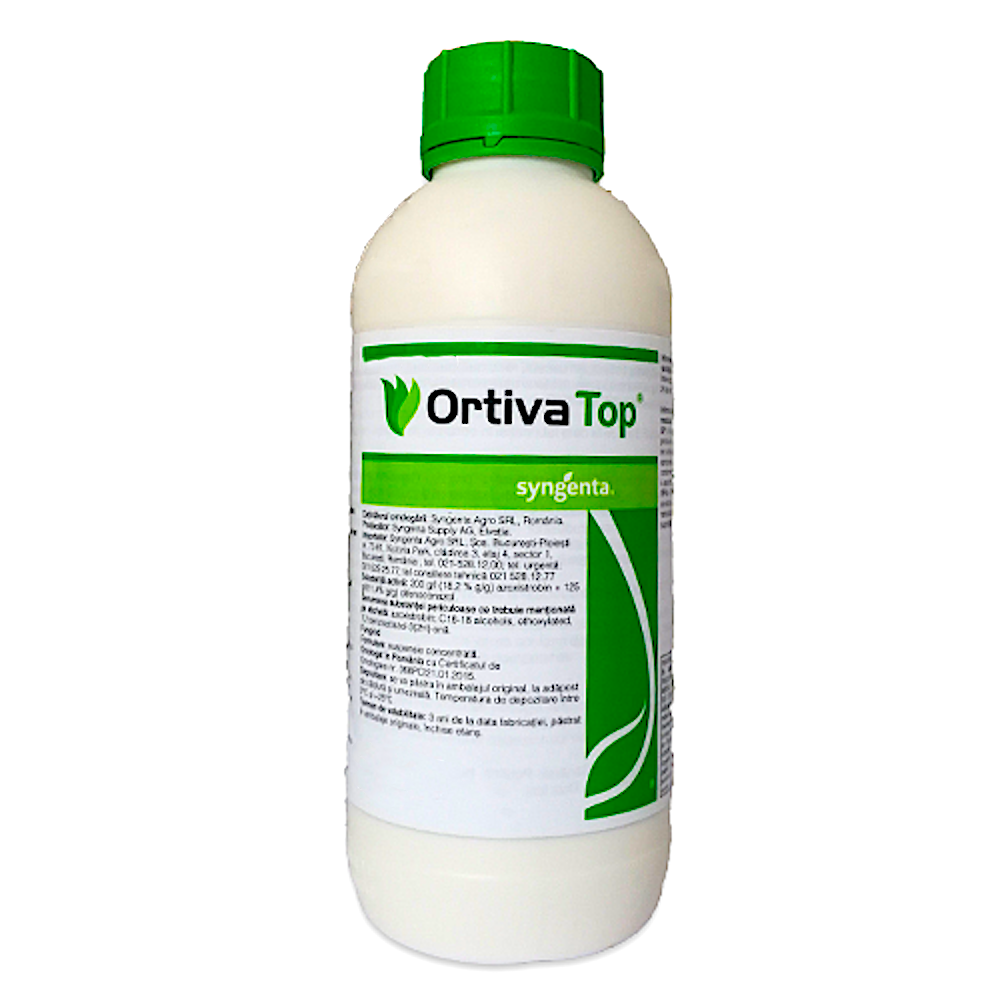 Ortiva Top 100 Ml Fungicid Contact/ Sistemic Local/ Translaminar Cu Spectru Larg, Syngenta (Tomate, Vinete, Ardei, Fasole, Conopida, Morcov, Ridichi, Telina, Hrean, Dovlecel, Castraveti, Salata, Pepeni, Capsun, Zmeur, Ceapa, Mazare)