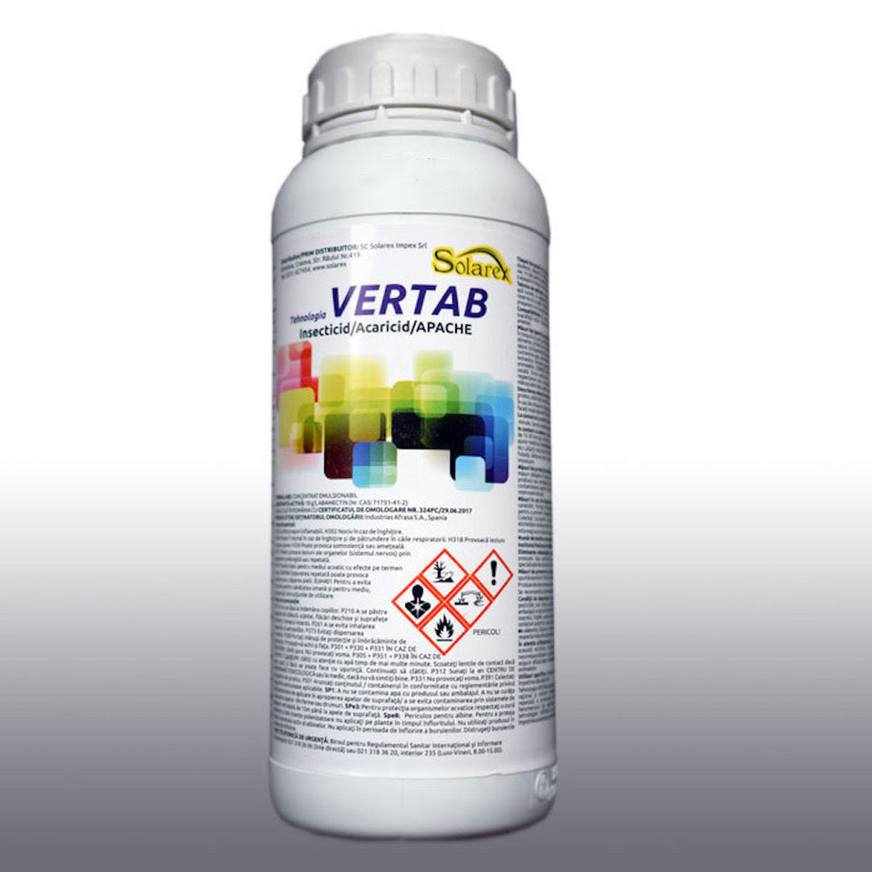 Vertab 100 Ml, Insecticid Acaricid De Contact Si Ingestie, Afrasa (Vita De Vie, Mar, Par, Piersic, Tomate, Vinete, Salata, Pepeni, Dovleac, Dovlecei, Castraveti, Capsuni)