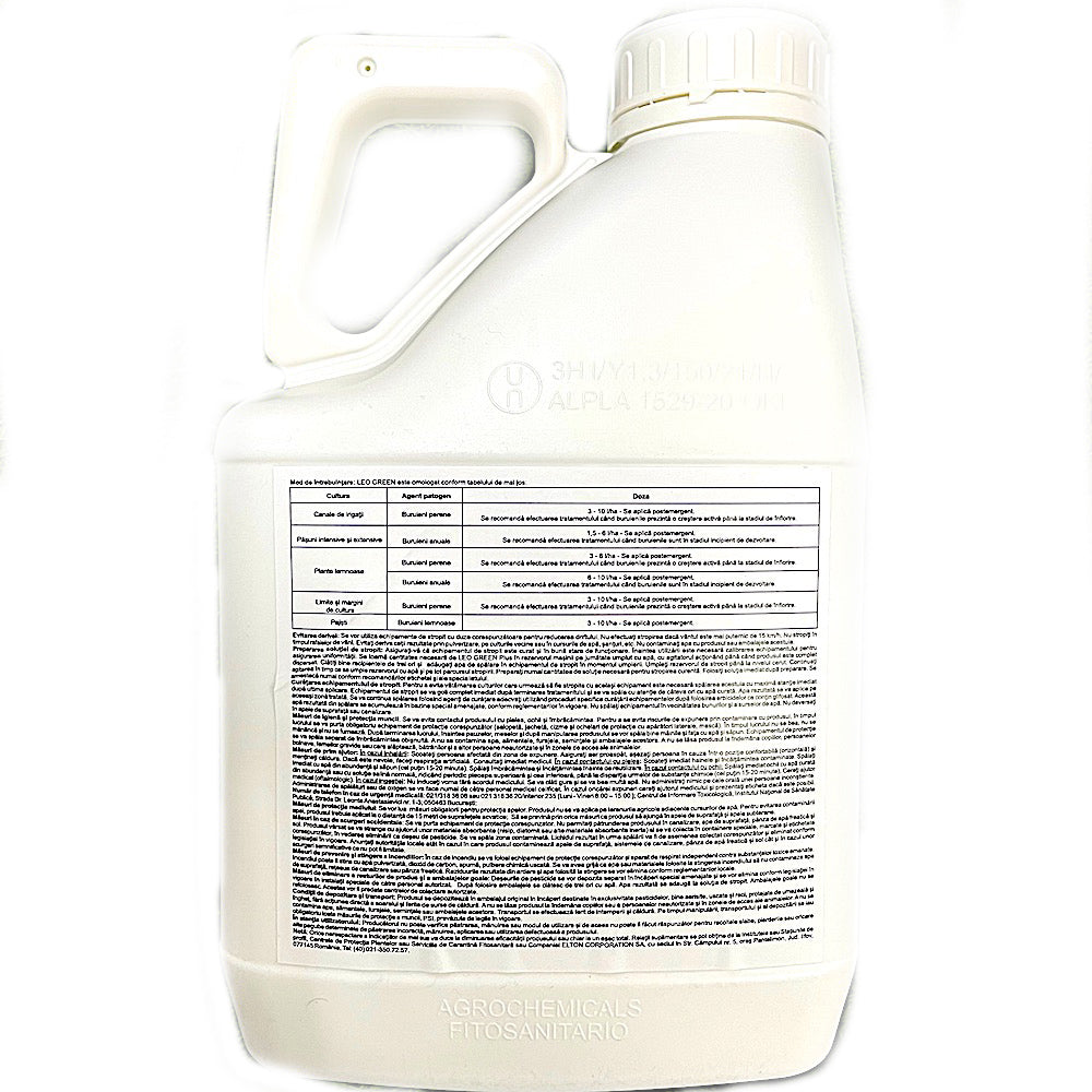 Leo Green Plus 360Sl 5 L, Erbicid Total Sistemic, Post Emergent, Neselectiv, Glifosat (Buruieni Monocotiledonate Si Dicotiledonate, Anuale Si Perene)