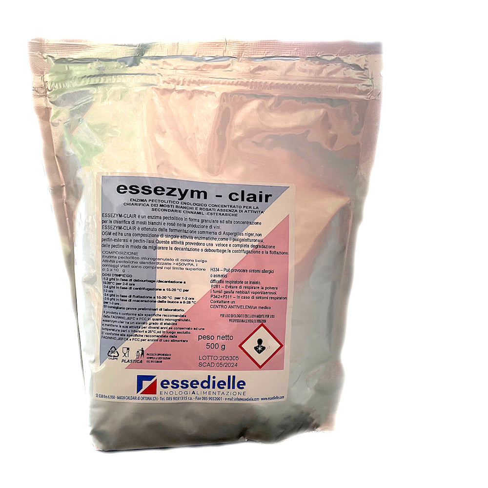 Enzime Essezym Clair 500 Gr (Pentru Struguri Albi, Creste Cantitatea De Must Obtinuta Prin Macerare)