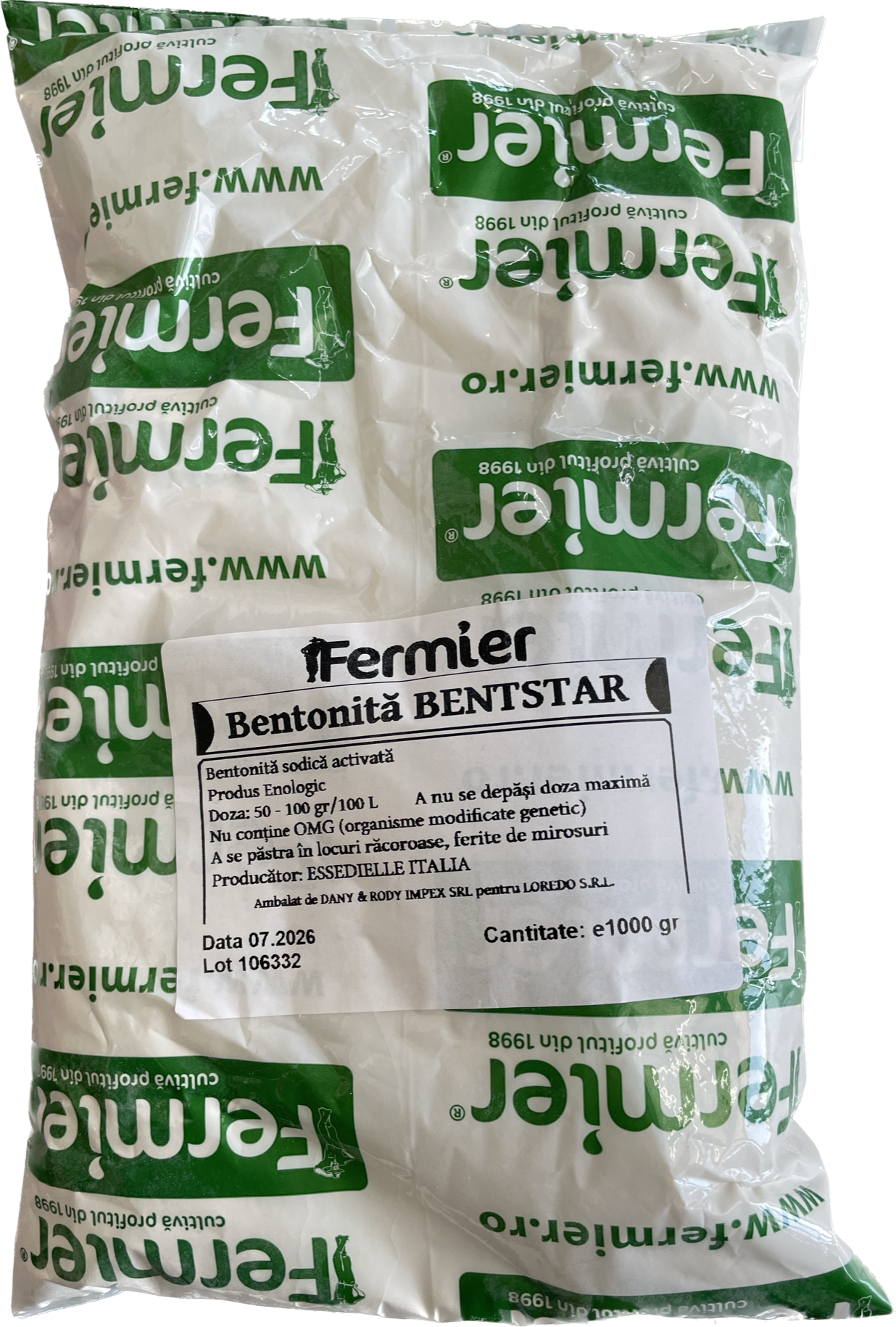 Bentstar 1 Kg Bentonita Pulbere Pentru Limpezire Vin 