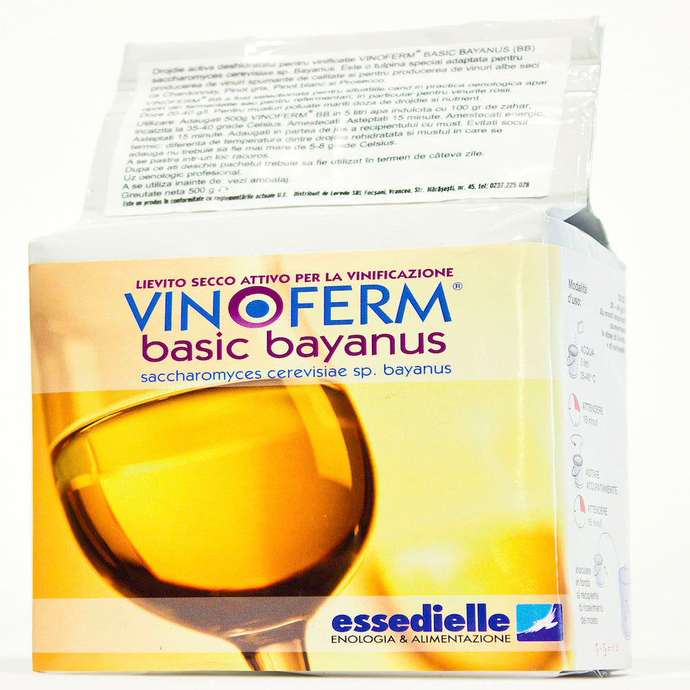 Vinoferm Basic Bayanus 500 Gr, Drojdie Pentru Vin Alb Sau Rosu, Essedielle
