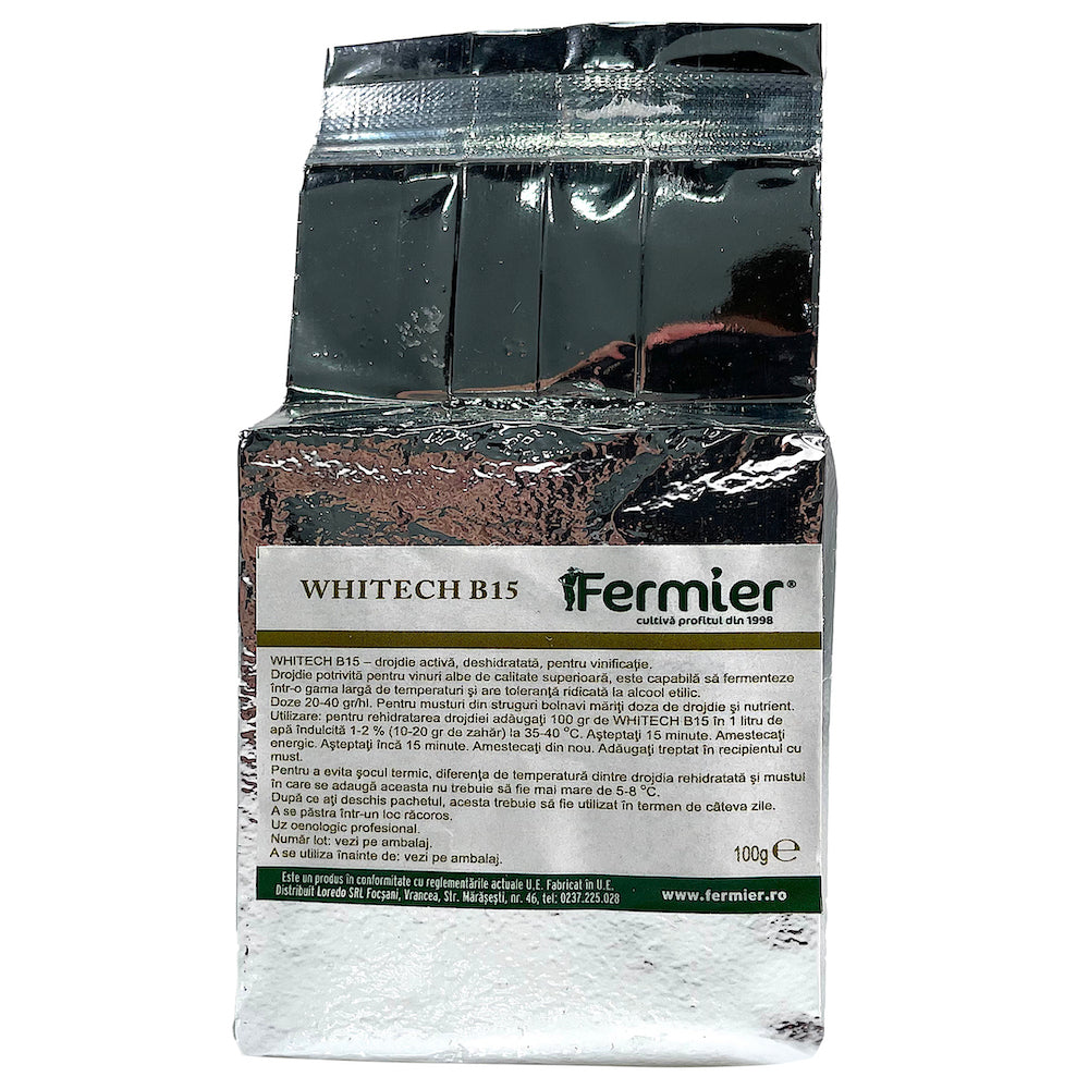 Vinoferm Whitech 100 Gr, Drojdie Speciala Pentru Vin Alb Superior, Essedielle, Imbunatateste Aromele Naturale Tipice Soiului De Strugure, Poate Fi Folosita Si Pentru Refermentare Si Fermentatii La Temperaturi Scazute