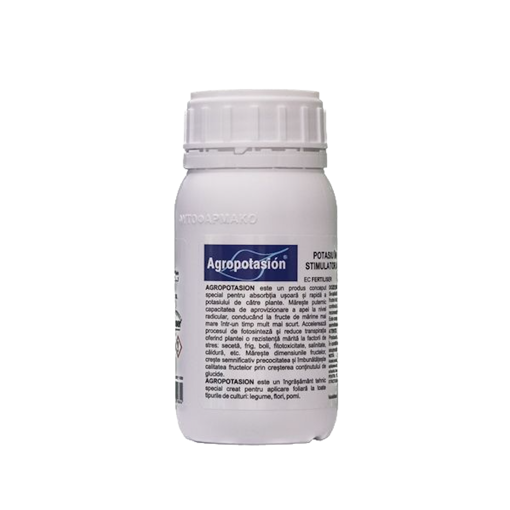 Agropotasion 250 Ml Ingrasamant Foliar Lichid Codiagro Pentru Deficiente De Potasiu, Utilizat Pentru Marirea Rapida A Fructelor, Timpurietate Ridicata