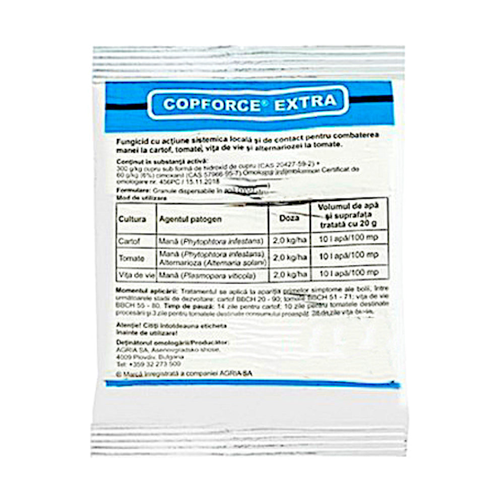 Copforce Extra 20 Gr, Fungicid Sistemic, Agria (Cartof, Tomate, Vita De Vie)