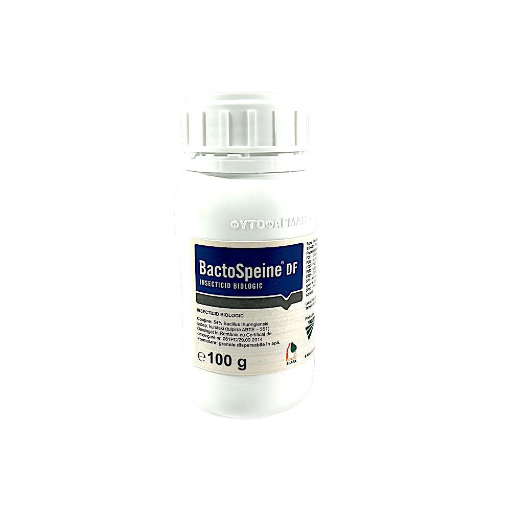 Bactospeine Df 100 Gr, Insecticid Biologic De Contact, Nufarm, Omizi Defoliatoare (Legume, Pomi Fructiferi, Vita De Vie, Porumb, Floarea Soarelui, Orez, Peluze, Pepiniere)