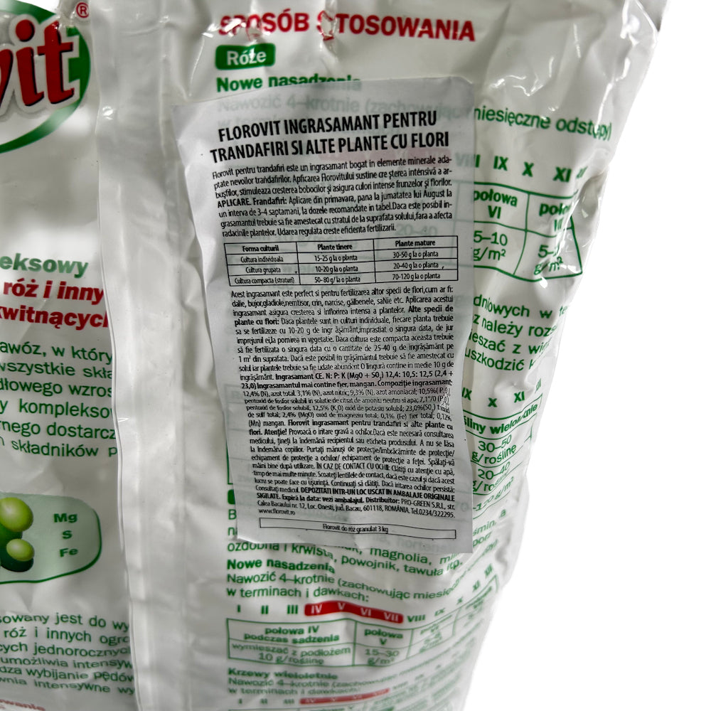 Florovit Ingrasamant Pentru Trandafiri Si Alte Plante Cu Flori 3 Kg