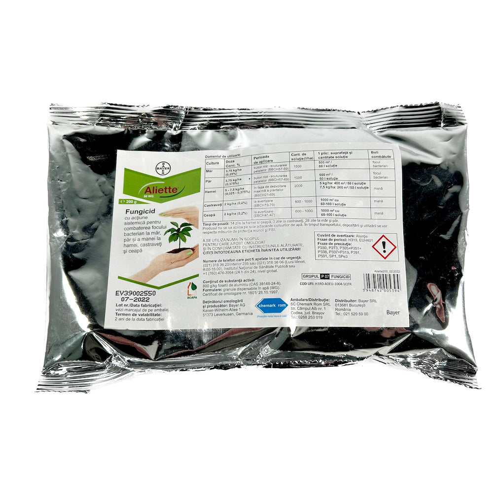 Aliette 80Wg 200 Gr, Fungicid Sistemic, Syngenta, Mana (Castraveti, Ceapa, Hamei), Foc Bacterian (Mar, Par)