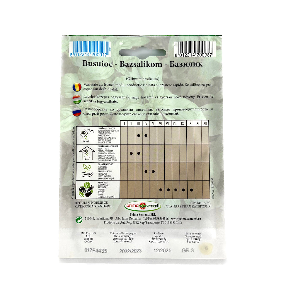 Seminte Busuioc Verde 3 Gr, Prima Sementi