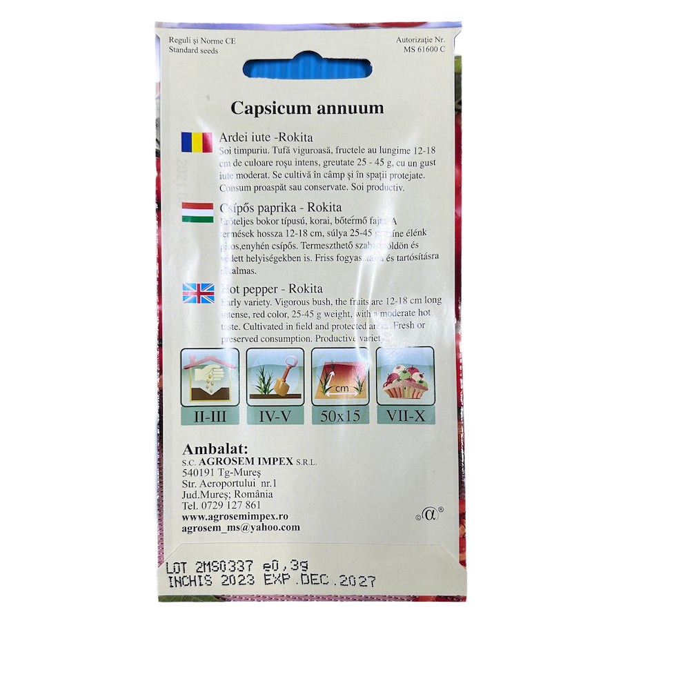 Seminte Ardei Iute Rokita 0,3 Gr, Agrosem