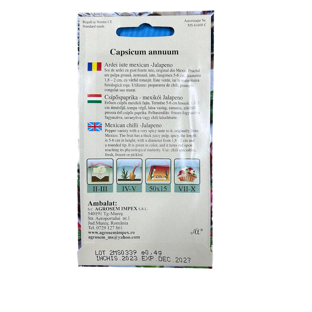 Seminte Ardei Iute Mexican Jalapeno 0,4 Gr, Agrosem