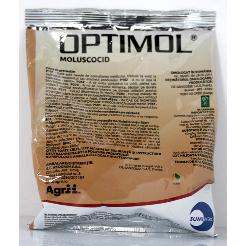 Optimol 100 Gr, Moluscocid Impotriva Melcilor, Cu Perioada Lunga De Actiune, Sumiagro (Vita De Vie, Zmeur, Mur, Capsun, Cartof, Sfecla, Conopida, Brocoli, Salata, Varza, Mazare, Fasole, Oleaginoase, Cereale, Porumb, Flori)