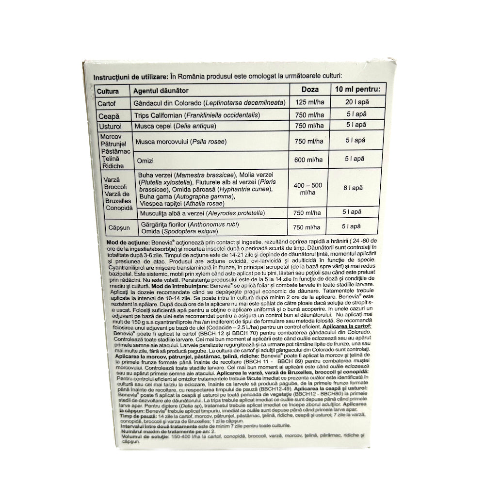 Benevia 10 Ml, Insecticid Sistemic Fmc (Cartof, Ceapa, Usturoi, Morcov, Varza, Conopida, Broccoli, Capsuni)