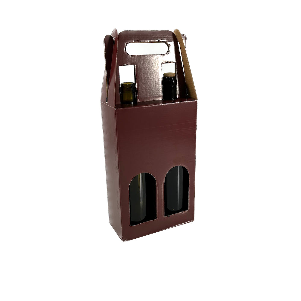 Cutie Pentru 2 Sticle, Culoare Bordeaux Cu Gat Deschis