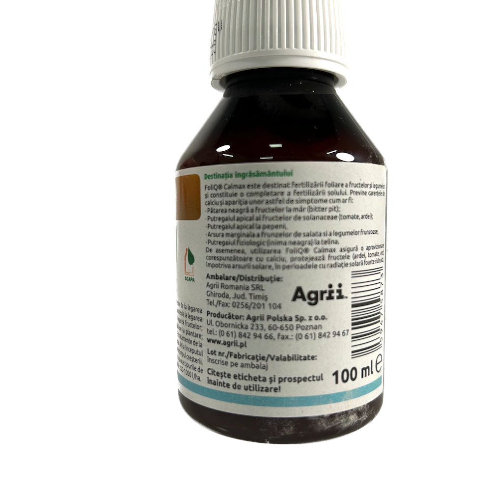 Foliq Calmax 100 Ml, Ingrasamant Foliar Pe Baza De Azot, Calciu Si Magneziu, Creste Rezistenta La Boli, Previne Craparea