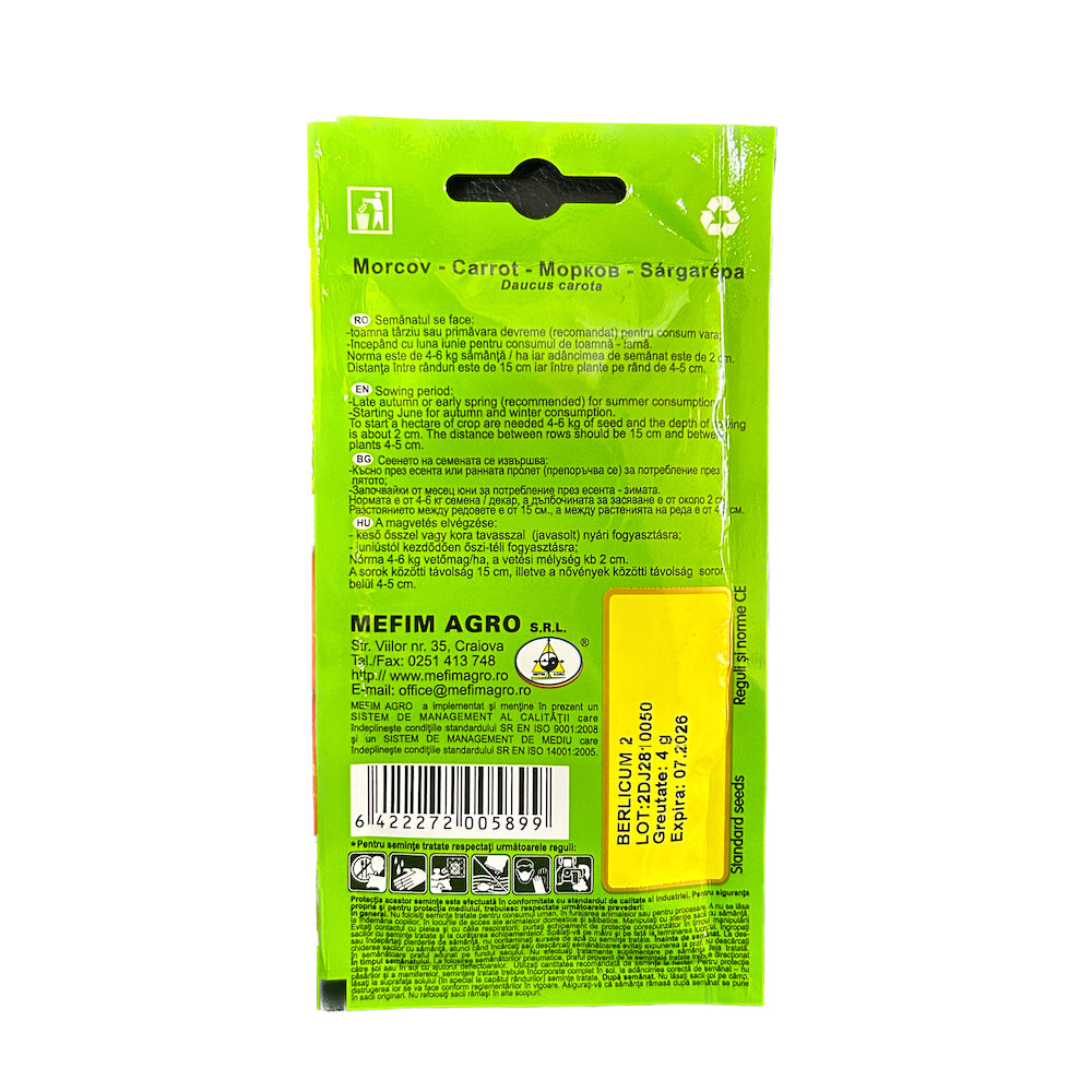 Seminte Morcov Berlicum 4 Gr, Mefim Agro