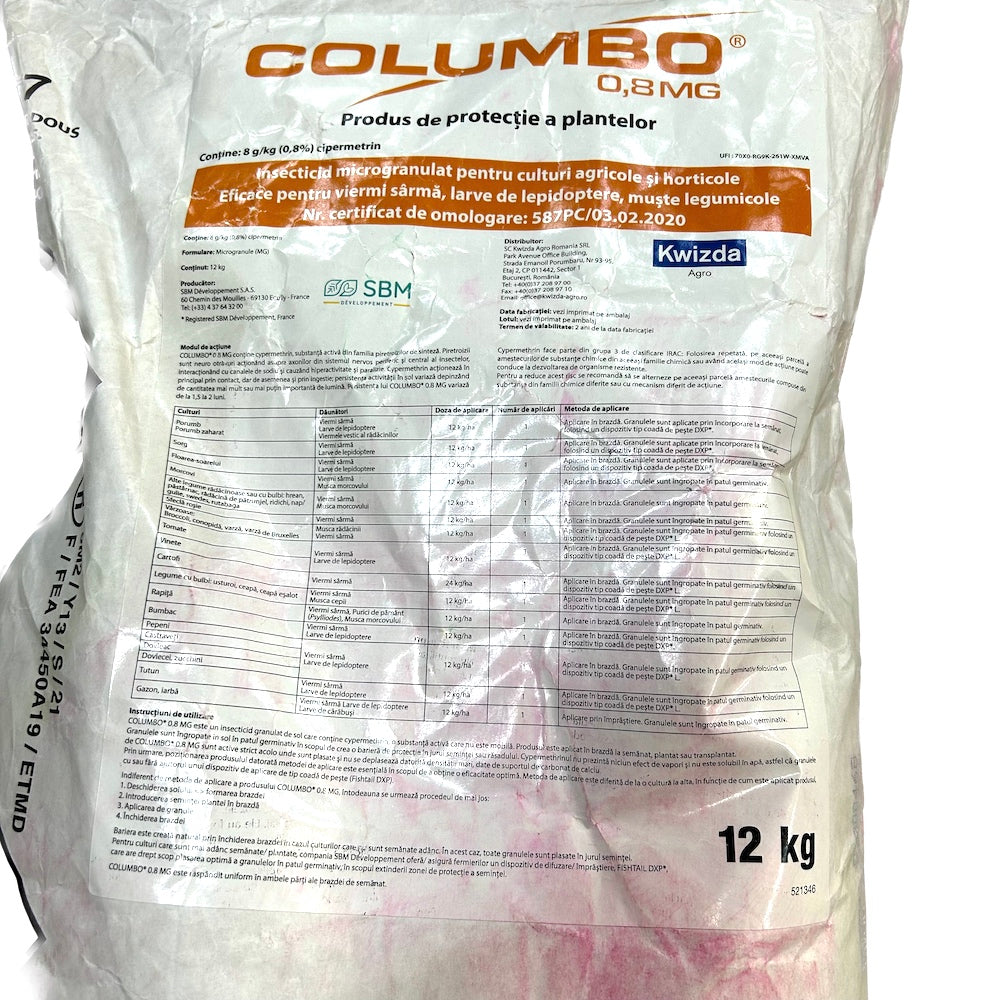 Columbo 0.8Mg 12 Kg, Insecticid Granulat Contra Viermilor Sarma, Larvelor De Lopidoptere, Mustelor Legumicole, Sbm
