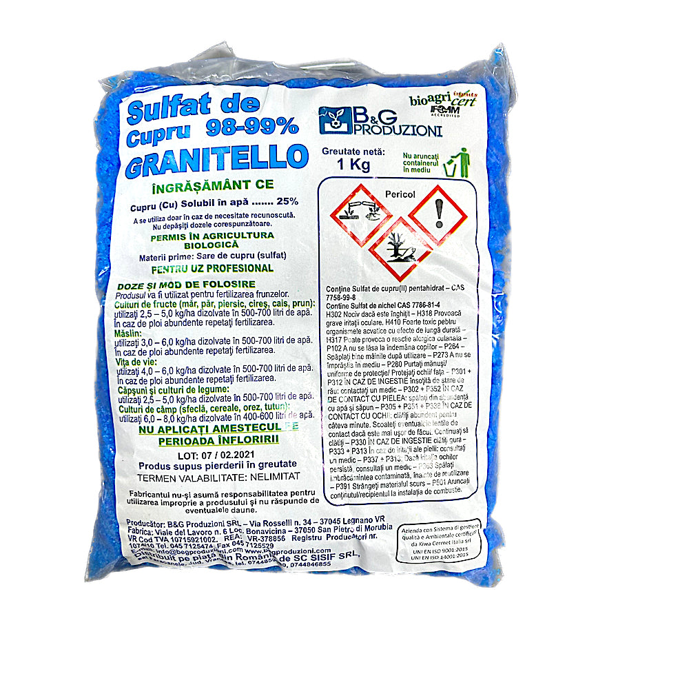Sulfat De Cupru Granitello 1 Kg (Piatra Vanata)