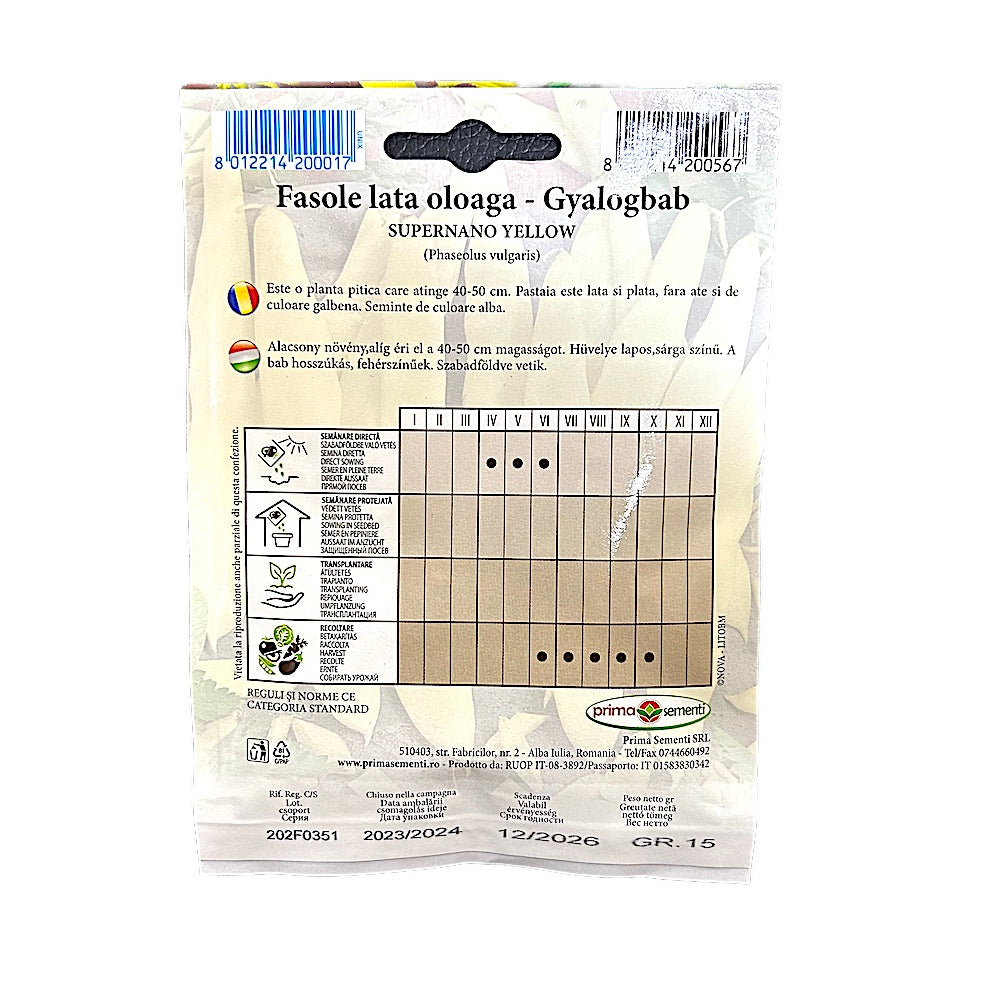 Seminte Fasole Lata Oloaga Supernano Yellow 15 Gr, Prima Sementi