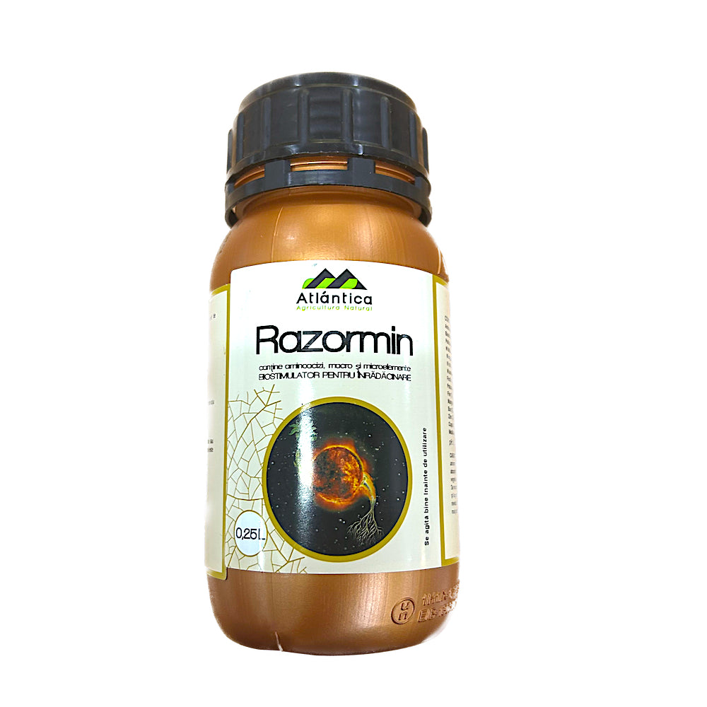 Razormin 0.25 L, Biostimulator De Inradacinare Foliar/Irigare, Atlantica, Aminoacizi+ Azot+ Fosfor Pentru Pomi Fructiferi, Vita De Vie, Legumicultura, Agricultura, Culturi Hidroponice, Pepiniere, Plante Ornamentale