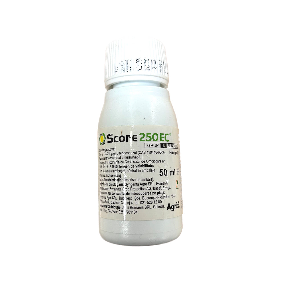 Score 250Ec 50 Ml, Fungicid Sistemic, Syngenta, Rapan, Monilioza, Fainare, Alternarioza, Basicarea Frunzelor; (Cais, Capsun, Cires, Mar, Piersic, Rapita, Sfecla Zahar, Tomate, Visin)
