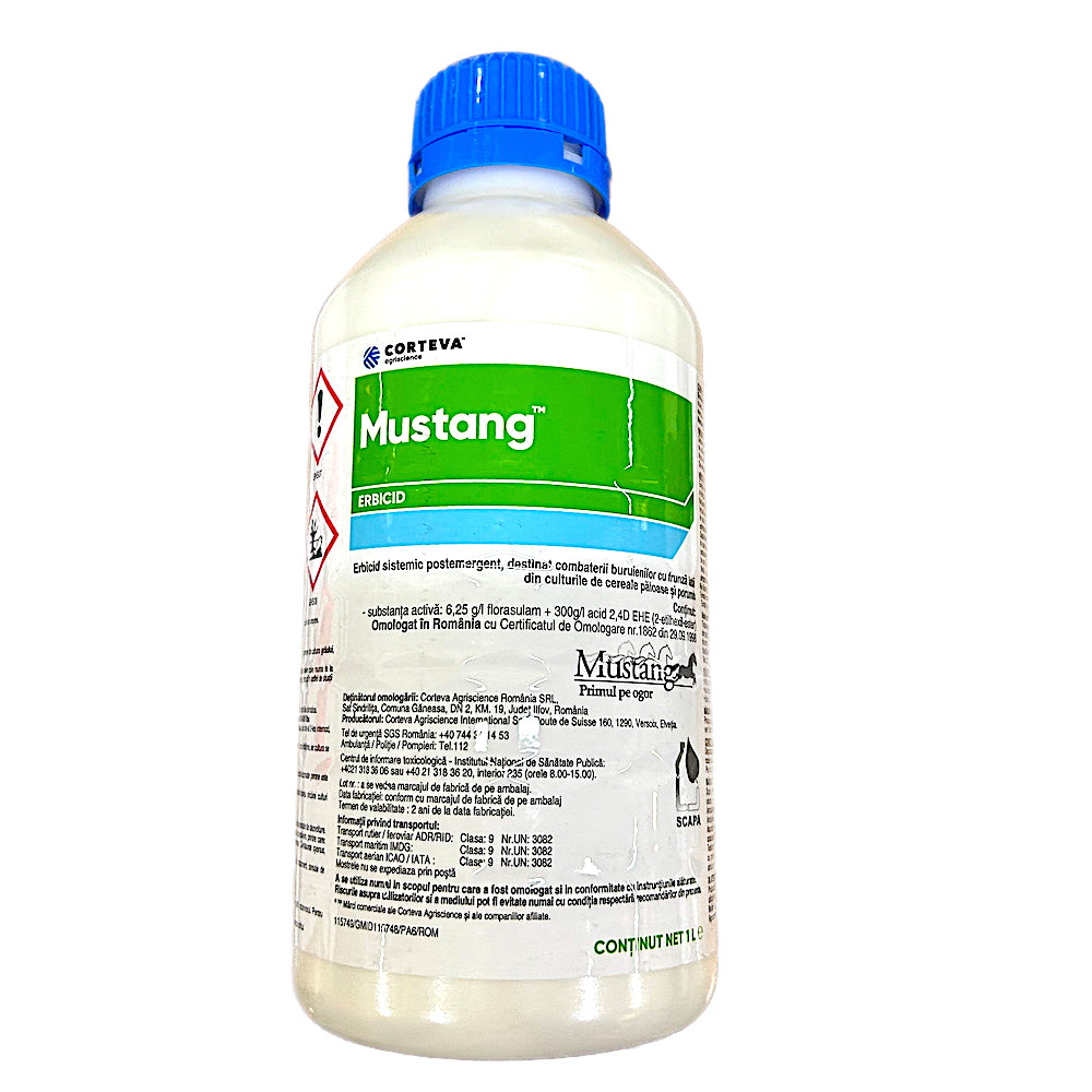 Mustang 1L, Erbicid Sistemic Postemergent, Dowagrosciences, Combate Buruieni Cu Frunza Lata In Culturile De Cereale Paioase Si Porumb