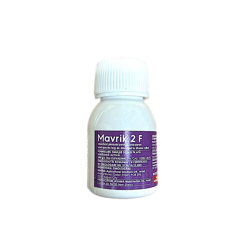 Mavrik 2F 50 Ml, Insecticid De Contact, Adama, Persistenta Pana La 21 Zile, Rezistent La Ploaie (Capsun, Cartof, Castraveti, Ceapa, Floarea Soarelui, Grau, Orz, Mar, Piersic, Prun, Rapita, Tomate, Varza)