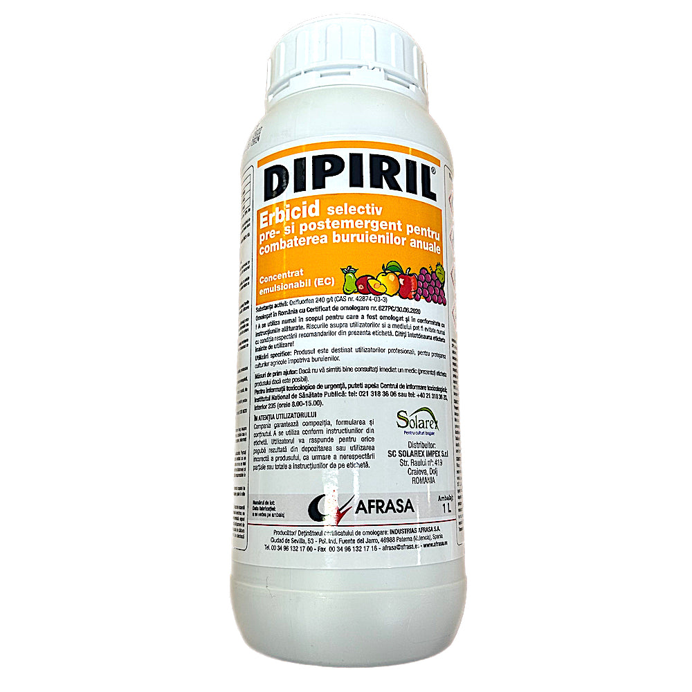 Dipiril 1 L, Erbicid Preemergent De Contact, Afrasa, Buruieni Monocotiledonate Si Dicotiledonate Anuale In Cultura De Pomi Fructiferi Si Vita De Vie