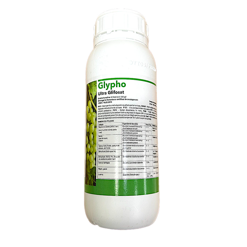 Glypho 500 Ml, Erbicid Total Sistemic, Post Emergent, Neselectiv, Glifosat (Buruieni Monocotiledonate Si Dicotiledonate, Anuale Si Perene)