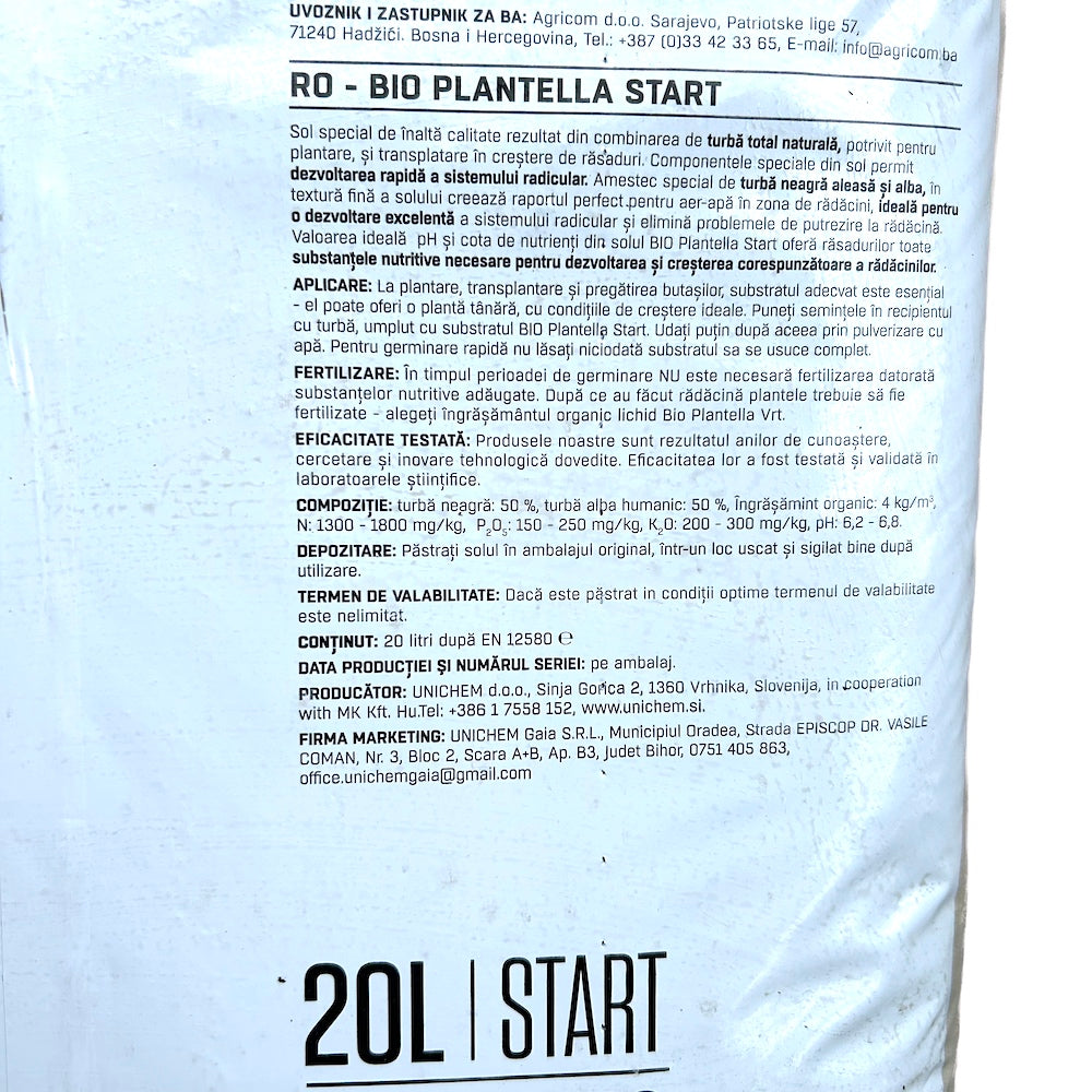 Turba Bio Plantella Start 20 L, Turba Pentru Plantare, Transplantare, Rasaduri 