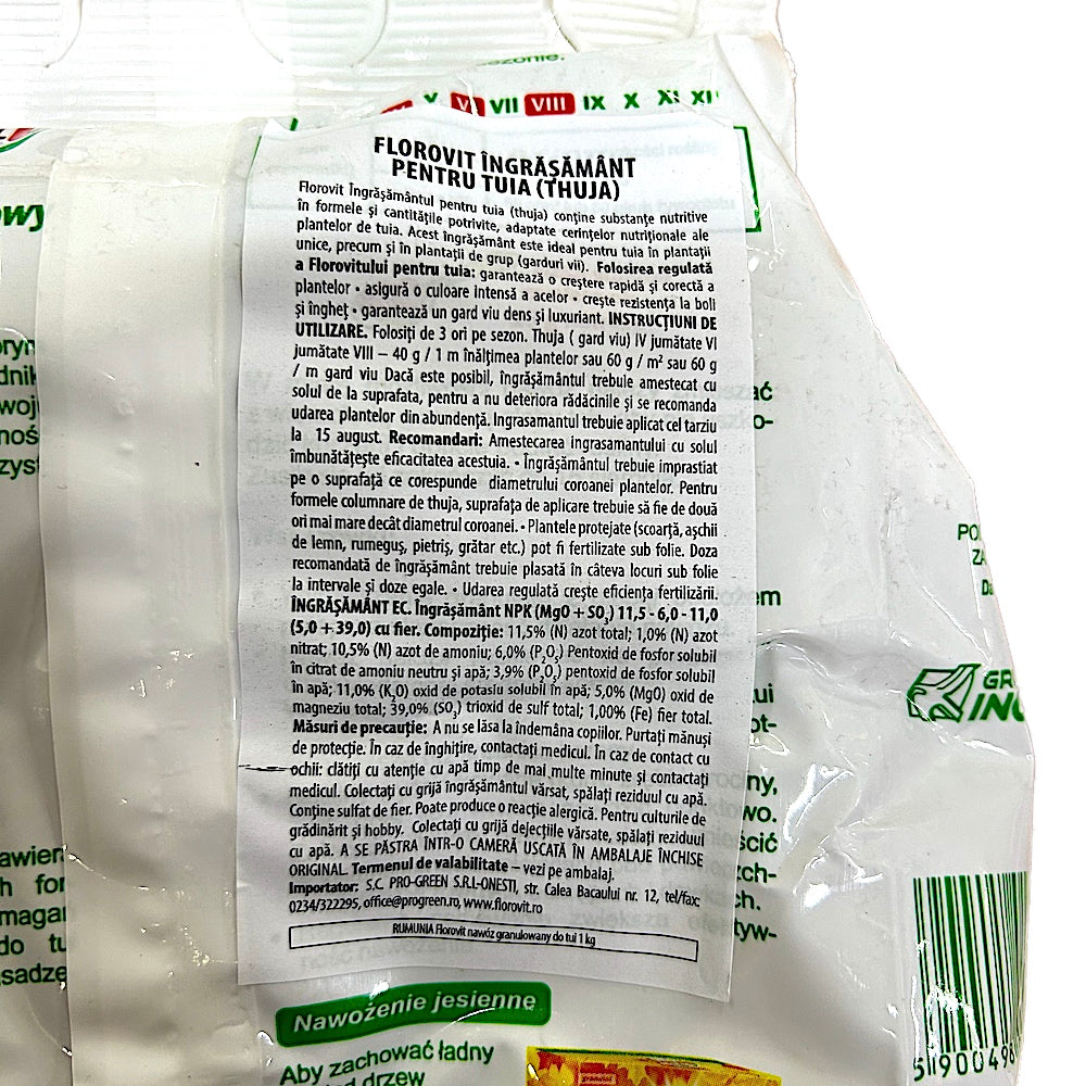 Florovit Ingrasamant Pentru Tuia 1 Kg