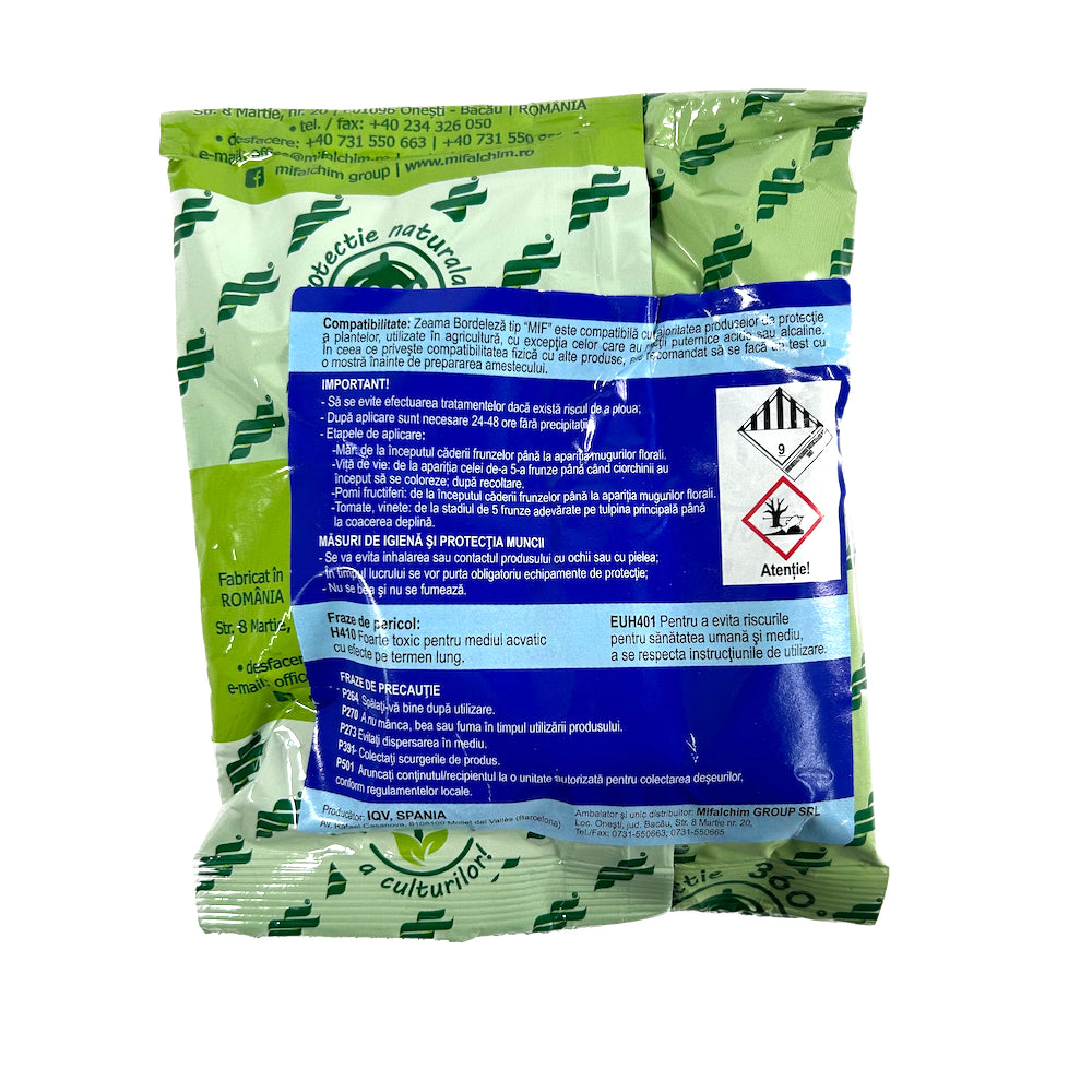 Zeama Bordeleza Tip Mif 100 Gr, Fungicid De Contact Cupric, Mifalchim, Mana (Vita De Vie, Castraveti, Tomate, Ceapa), Rapan (Mar, Par), Monilioza (Prun, Cires, Visin, Piersic)