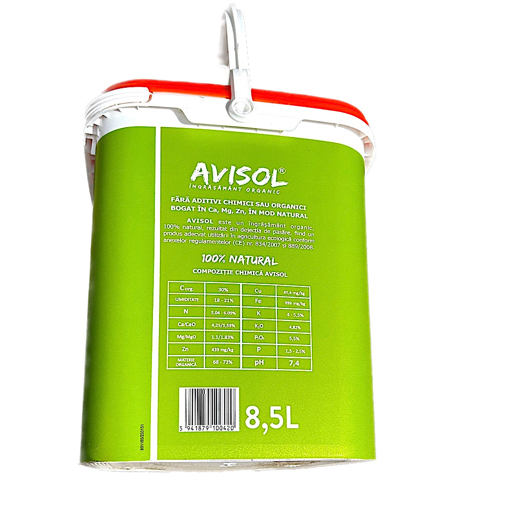 Avisol 8,5L Ingrasamant Organic, 2-4 Mm Granulatie (Culturi Agricole, Gradini, Legume, Flori, Livezi)
