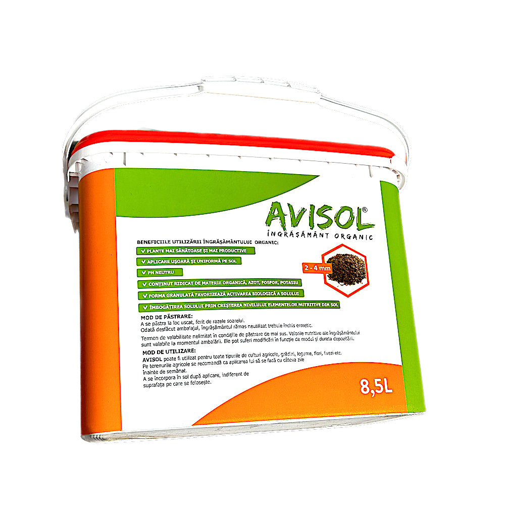 Avisol 8,5L Ingrasamant Organic, 2-4 Mm Granulatie (Culturi Agricole, Gradini, Legume, Flori, Livezi)