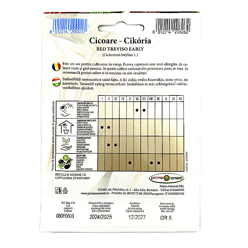 Seminte Cicoare Red Treviso Early 5 Gr, Prima Sementi