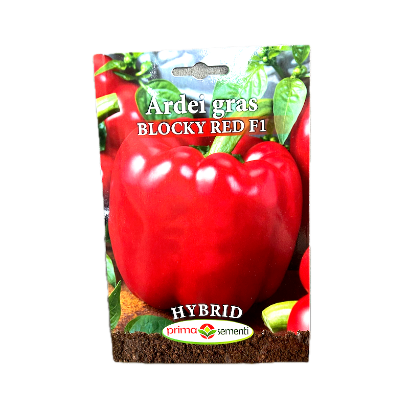 Seminte Ardei Gras Blocky Red F1 0,15 Gr, Prima Sementi