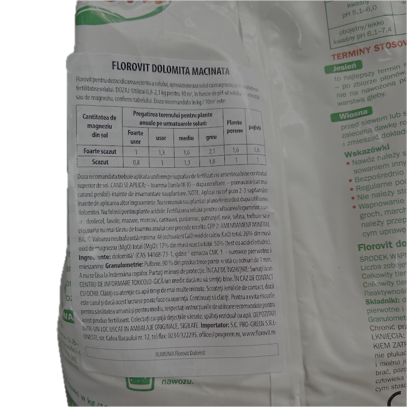 Florovit Dolomita 5 Kg, Ingrasamant/Ameliorator Sol